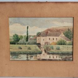 Aquarelle originale Binic par E. Louis 1905 Bretagne