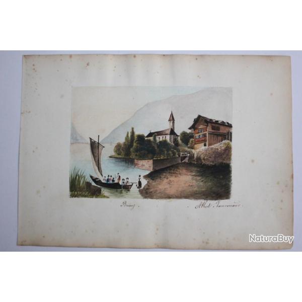 Aquarelle originale Albert Jeanrenaud Brienz Suisse