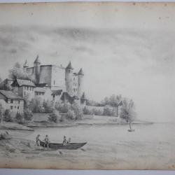 Dessin original Albert Jeanrenaud Château Lac Suisse