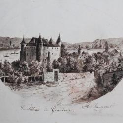 Dessin original Albert Jeanrenaud Château de Grandson Suisse