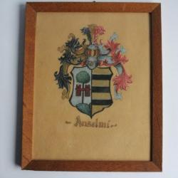 Dessin original héraldique Armoiries Famille Anselmi Suisse