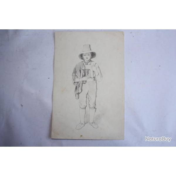 Dessin original Franois DIDAY ou Alexandre CALAME Homme Suisse