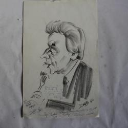 Dessin original signé DAVID 1984 Caricature Monaco ?
