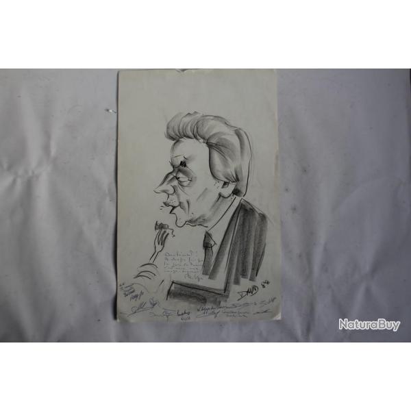 Dessin original sign DAVID 1984 Caricature Monaco ?