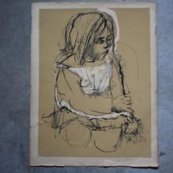 Hans Erni Lithographie originale Petite fille