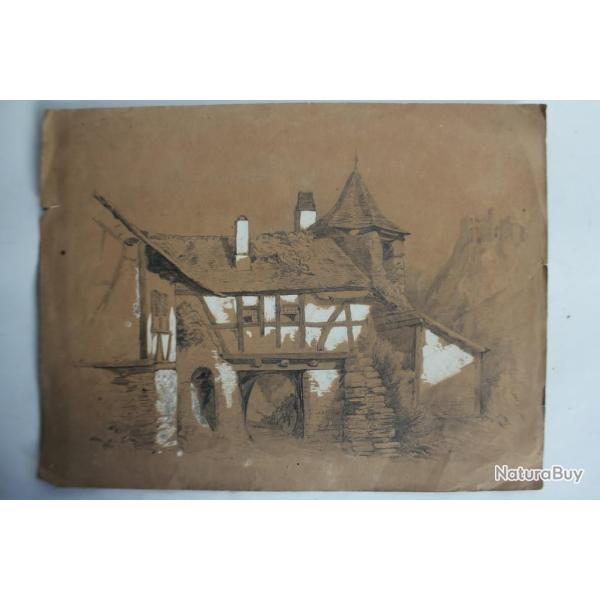 Dessin original au crayon XIXe sicle