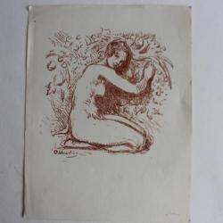 Lithographie originale Otto VAUTIER (1863-1919) Femme nue