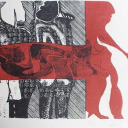 Lithographie originale Delapoterie Paul 1969 "L'Homme en marche"