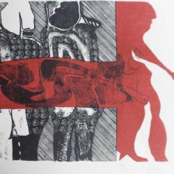 Lithographie originale Delapoterie Paul 1969 L'Homme en marche