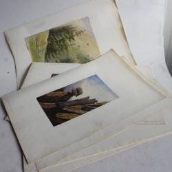 Aquarelles Paysages de montagne Suisse XIXe siècle Alpes valaisannes