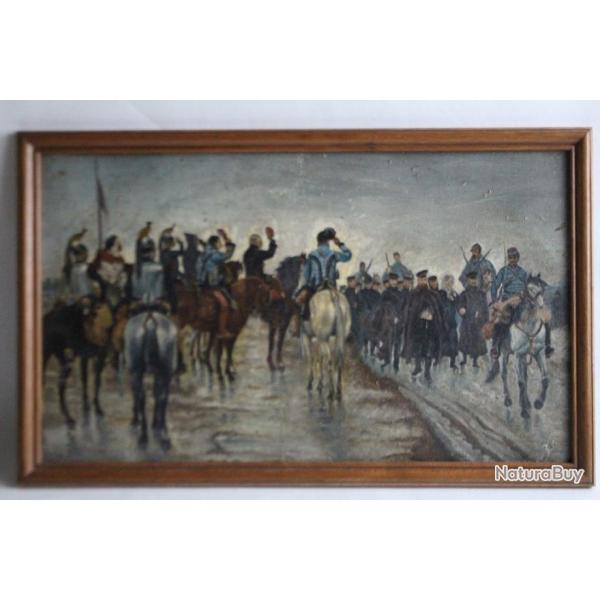 Tableau peinture Jean Maxime CLAUDE 1886 Cavaliers militaires