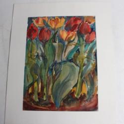 Aquarelle originale Tulipes 1964
