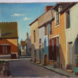 Tableau C. STEEN peinture à l'huile Rue du village 1943