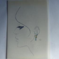 Ancien dessin original bijoux Boucle d'oreilles