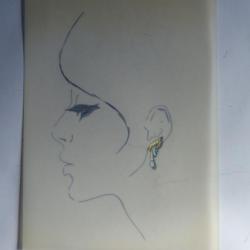 Ancien dessin original bijoux Boucle d'oreilles