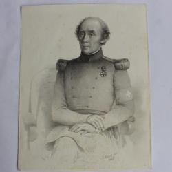 Lithographie Jules HEBERT Portrait général Dufour 1846 Suisse