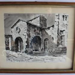Dessin original à l'encre Lingueglietta Italie