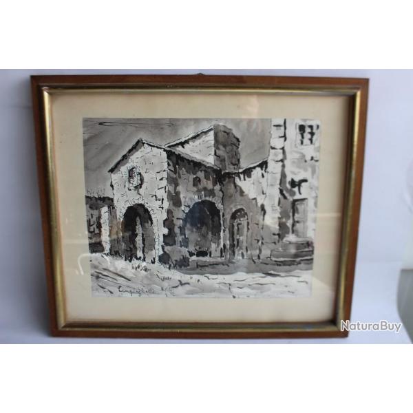Dessin original  l'encre Lingueglietta Italie