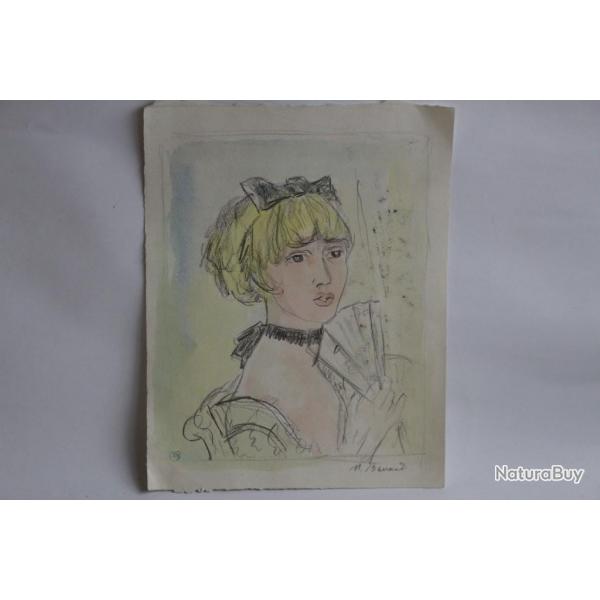 Dessin original Maurice BARRAUD aquarelle fusain
