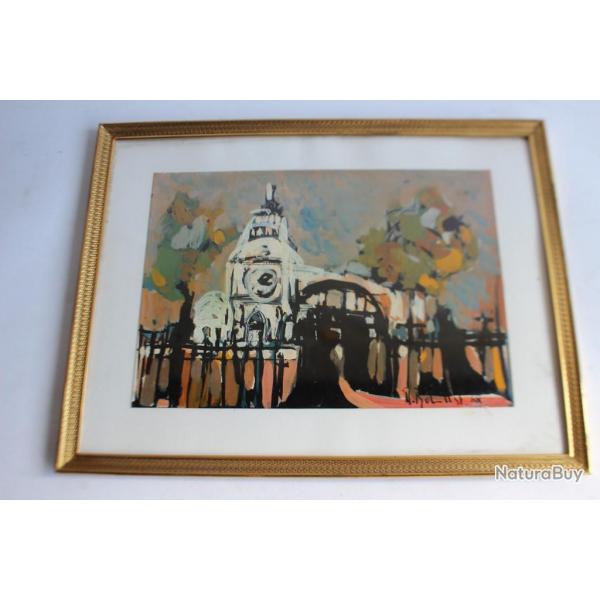 Tableau peinture  l'huile 1968 Art moderne
