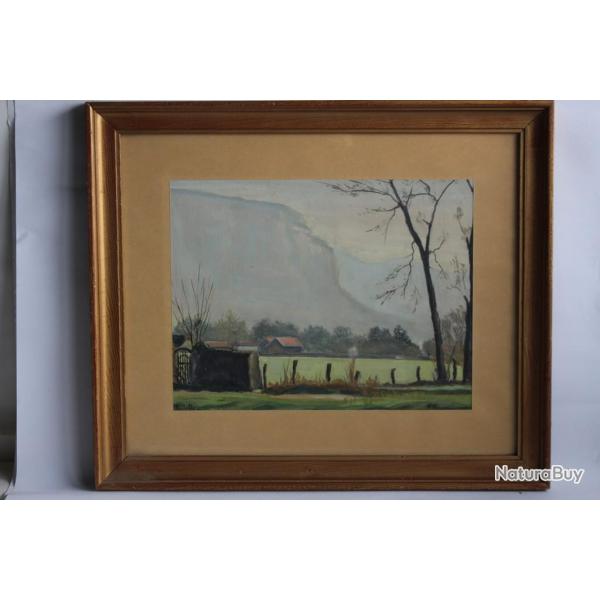 Aquarelle originale Villette Savoie M. VERDESI 1947