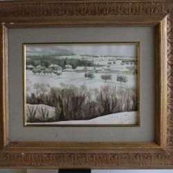 Peinture aquarelle Paysage d'hiver