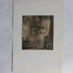 Ancien dessin original au crayon W.B.
