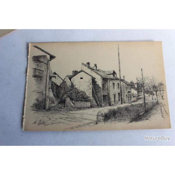Dessin original "Village Haute-Savoie" par A.DECKER 1903
