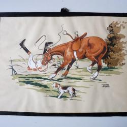 Lithographie Étienne LE RALLIC La chute équitation