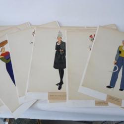 Ensemble 16 lithographies Costumes régionaux français