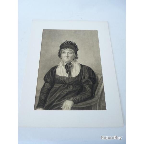 Dessin original au fusain Femme en costume rgional Suisse/Haute Savoie