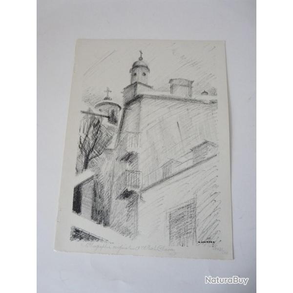 Lithographie Albert Chavaz glise
