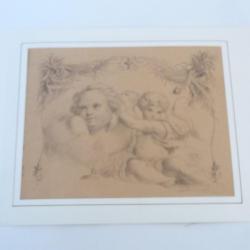 Dessin original Angelots XIXe siècle religion