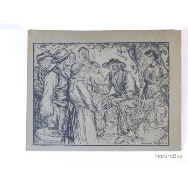 Lithographie  douard Vallet 1903 peintre Suisse