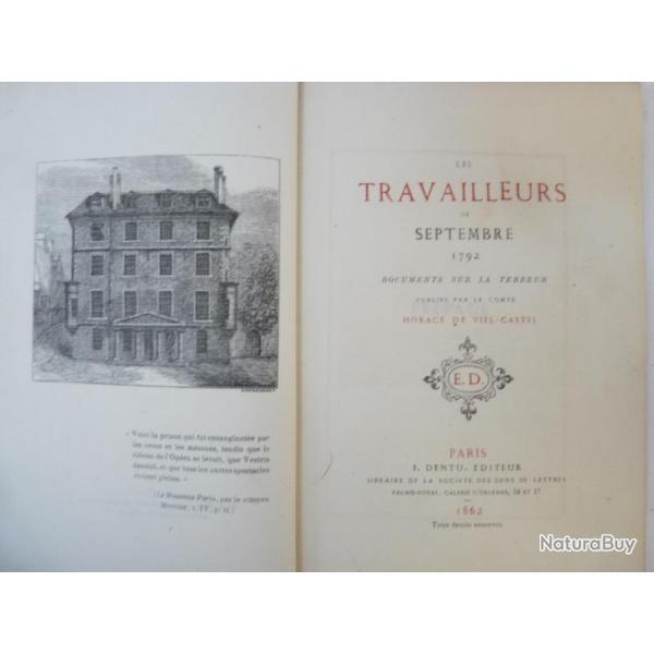 Livre Les travailleurs de septembre 1792 Paris 1862