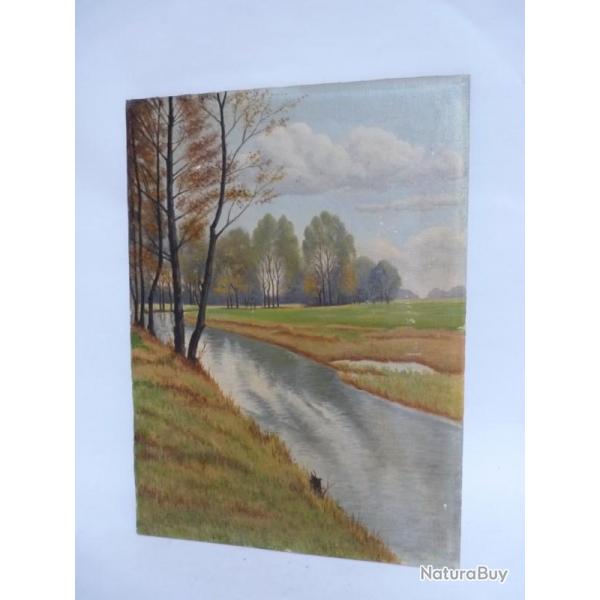 Tableau Peinture Paysage bord de rivire