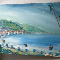 Tableau Peinture signé SANVITALE Bord de mer