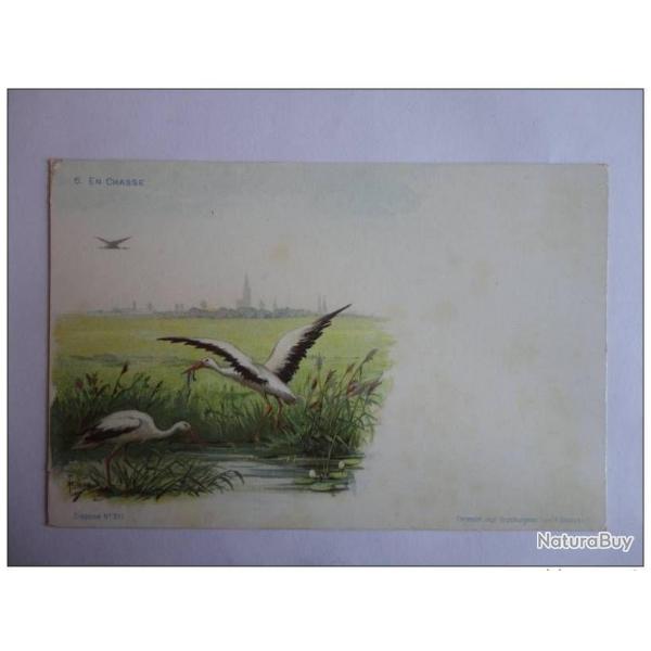 CPA illustre HAAS Lithographie de Strasbourg Cigogne
