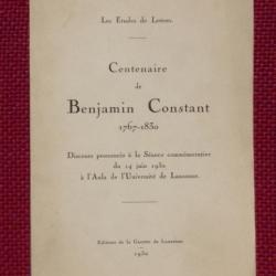 Livre Centenaire de Benjamin Constant 1767-1830