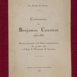 Livre Centenaire de Benjamin Constant 1767-1830