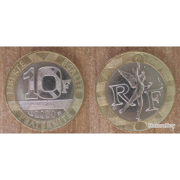 France 10 Francs 2000 Piece Bi Metallique Ange De La Bastille Franc