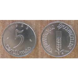 France 5 Centimes 1963 Neuve Epi De Blé Piece Centime De Francs Franc Cent