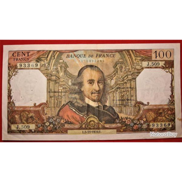 billet de 100 Francs  (CORNEILLE) du 5 -11-1970 n J.509