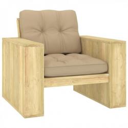 Chaise de jardin avec coussins beige Bois de pin imprégné 3065744
