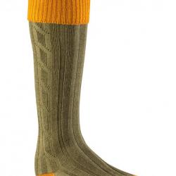 Chaussettes hautes de chasse anglaises (Couleur: Vert/Ocre, Taille: 44,5-46,5)