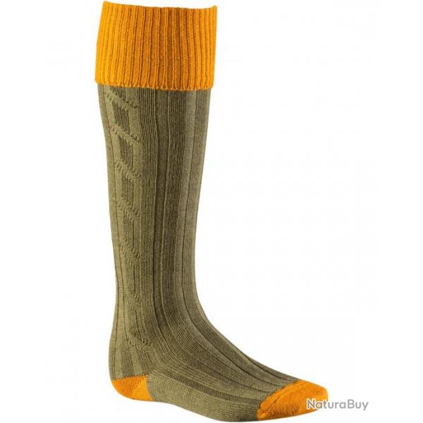 Chaussettes hautes de chasse anglaises (Couleur: Vert/Ocre, Taille: 44,5-46,5)