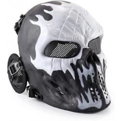 Masque de protection Airsoft tactique - Crâne noir et blanc - LIVRAISON GRATUITE ET RAPIDE