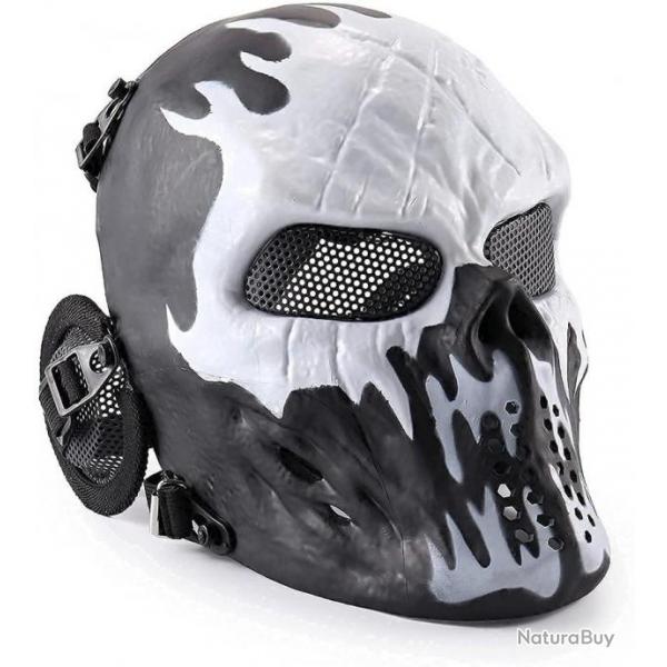Masque de protection Airsoft tactique - Crne noir et blanc - LIVRAISON GRATUITE ET RAPIDE
