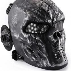 TOP ENCHERE - Masque de protection Airsoft - Motif crâne gris - LIVRAISON GRATUITE ET RAPIDE