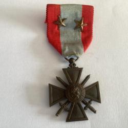 Médaille Croix de guerre avec 2 citations (T.O.E) - IVème République (Guerre d'Indochine)